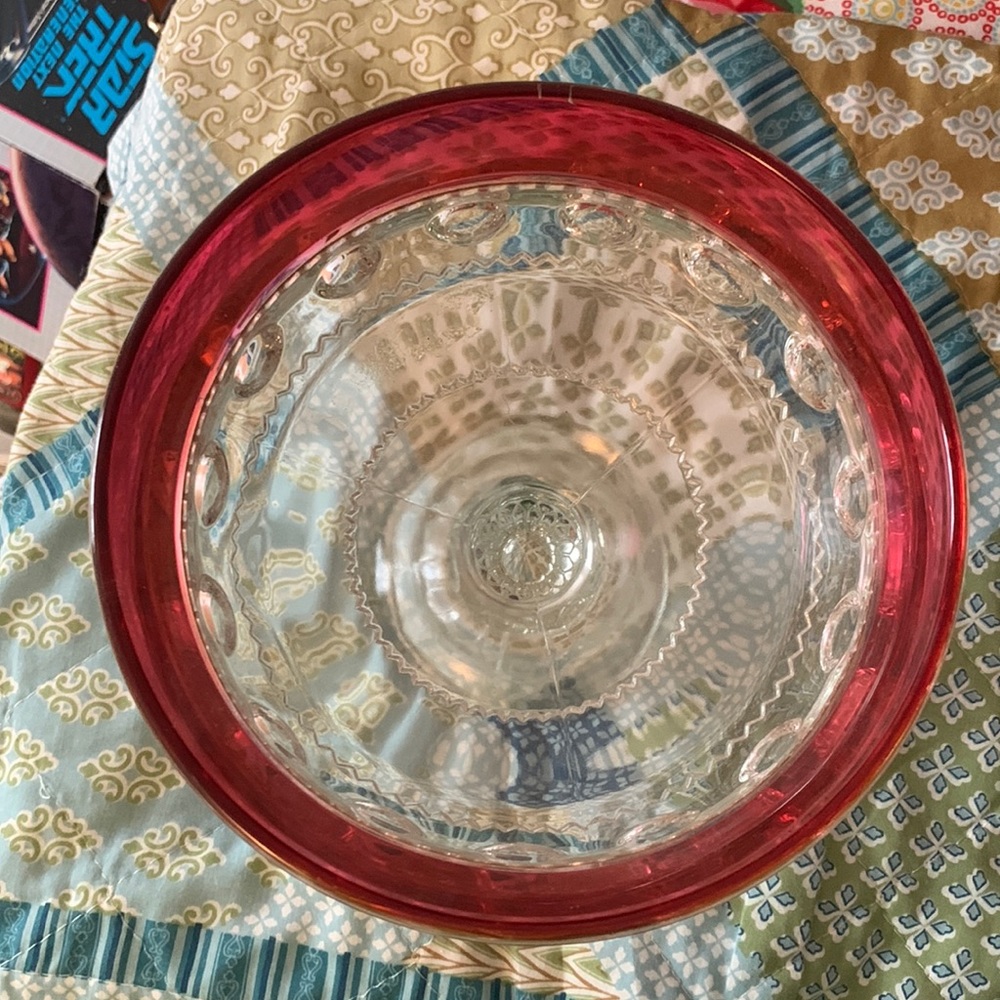 The Kings Crown Cranberry Pedestal Dish